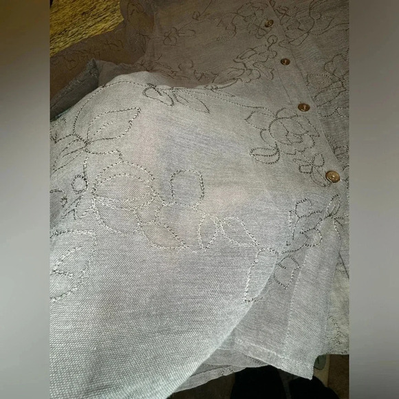 Alfred Dunner Brown Embroidered 3/4 Sleeve Button Front Shirt Women’s Size 14 - Picture 6 of 8